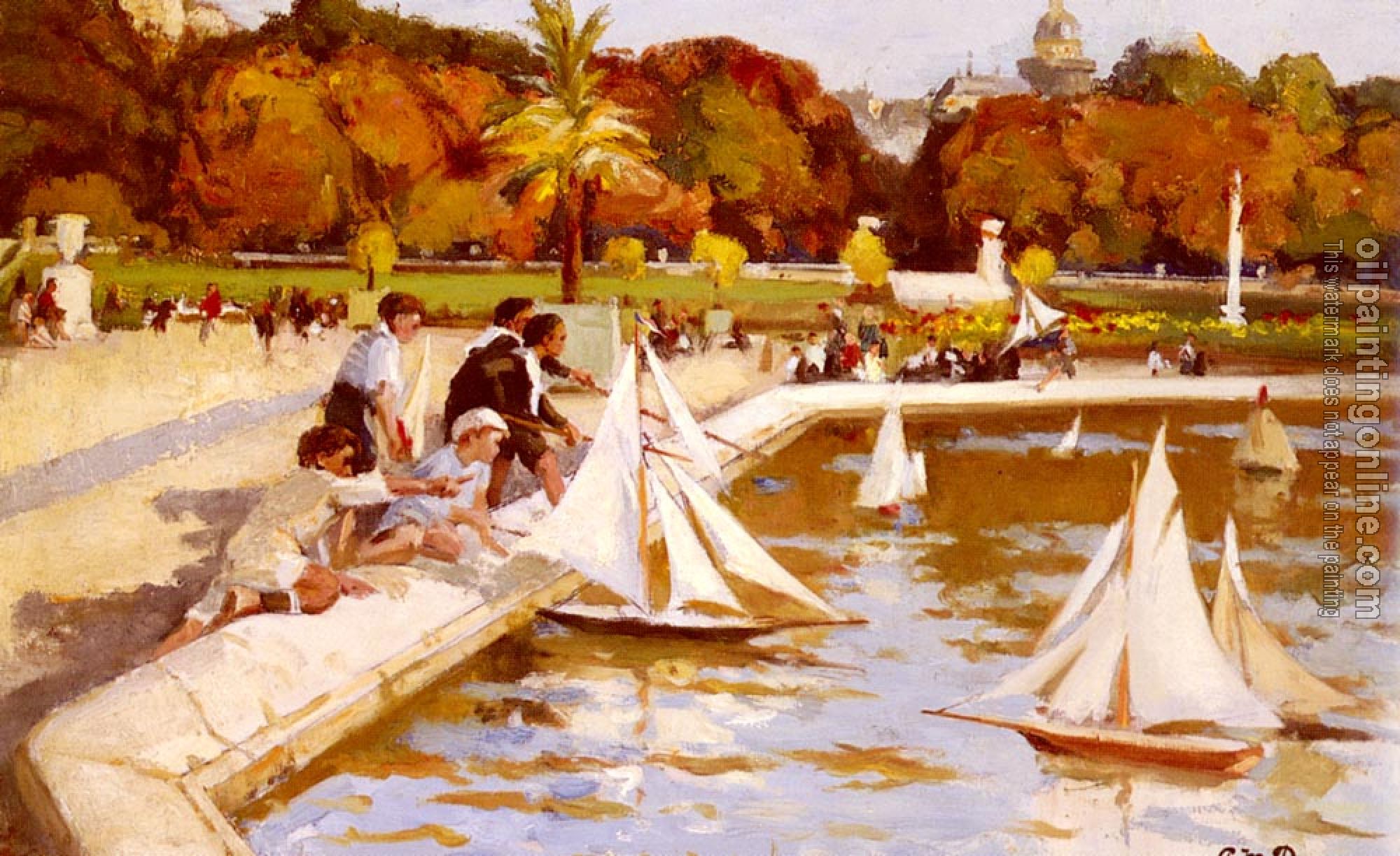 Paul Michel Dupuy - Children Sailing Their Boats In The Luxembourg Gardens
